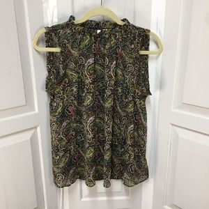 GAP Black & Green Paisley Top